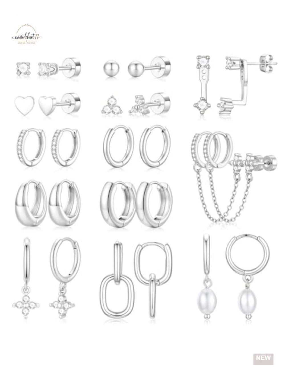 13 Pair Gold Hoop Stud Earrings Set Hypoallergenic Women Jewelry